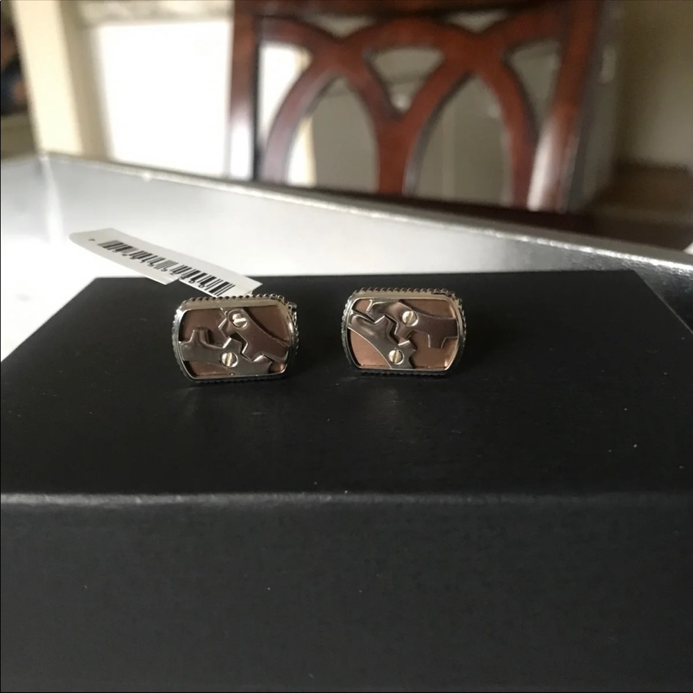 Triton SSteel Titanium & 14k Gold Gear Cuff Links